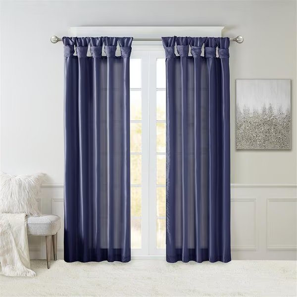 Navy 100 Percent Polyester Twist Tab Lined Window Curtain, Madison Park, Mfr#: MP40-6316
